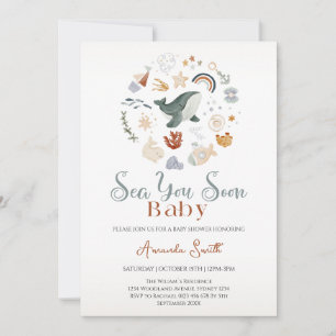 Invitation Boho Sea You Soon Naissance nautique pour bébé