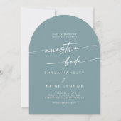 Invitation Boho Seafoam Turquoise Photo Arch Mariage espagnol (Devant)