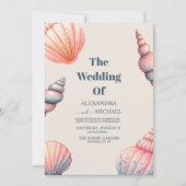 Invitation Boho Seashells Beach Mariage unique (Devant)