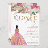Invitation Boho séché Floral Espagnol Mis Quince Anos Anniver (Devant / Derrière)