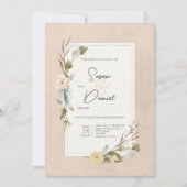 Invitation Boho séché Floral Frame Blush Mariage (Devant)