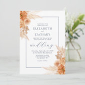 Invitation Boho séché Floral Navy Mariage bleu (Debout devant)