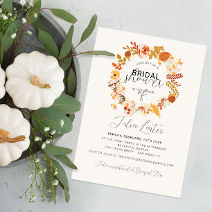 Invitation Boho Séché Floral Rustique Automne Tomber Mariage