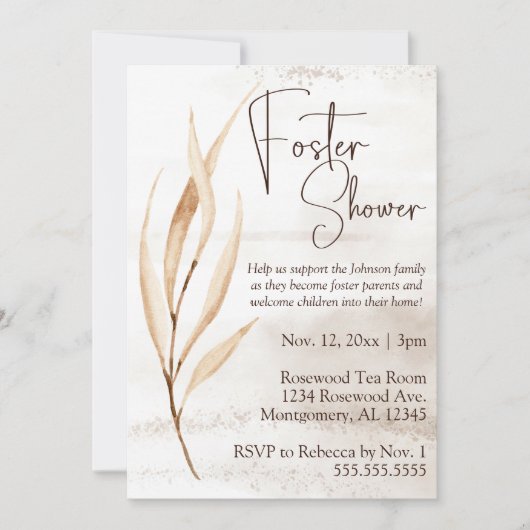 Invitation Boho séché Florals Foster Care Bébé / Douche pour (Devant)