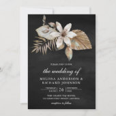 Invitation Boho séché Palm Floral tout en un Mariage noir (Devant)