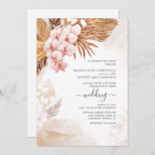 Invitation Boho séché Palms Pampas Grass Mariage en terre cui (Devant / Derrière)