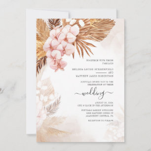 Invitation Boho séché Palms Pampas Grass Mariage en terre cui
