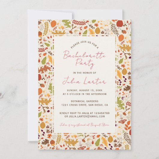 Invitation Boho séché Rustique Automne Falls Bachelorette Par (Devant)