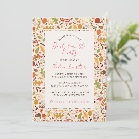 Invitation Boho séché Rustique Automne Falls Bachelorette Par (Debout devant)