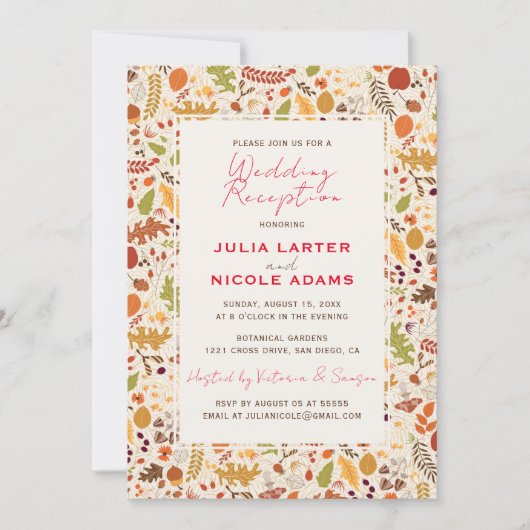Invitation Boho séché Rustique Automne Réception Mariage de a (Devant)