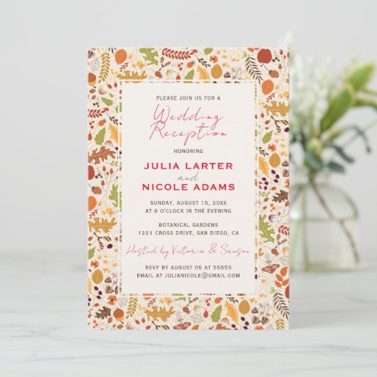 Invitation Boho séché Rustique Automne Réception Mariage de a (Debout devant)