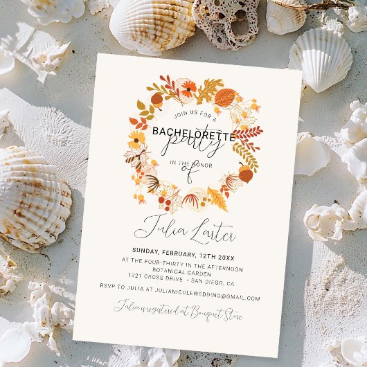 Invitation Boho séché Rustique Floral Automne Bachelorette Pa