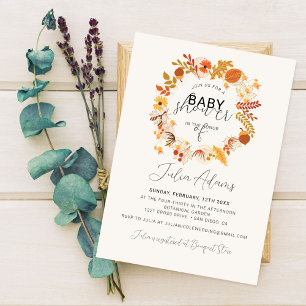 Invitation Boho séché Rustique Floral Automne Falls Baby show
