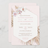 Invitation Boho séché Tropical Palm Feuilles Pampas Mariage (Devant / Derrière)