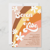 Invitation Boho Seven est une Vibe Retro Daisies Rainbow (Devant)
