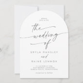 Invitation Boho Silver Grey Photo QR Code Arch Mariage (Devant)