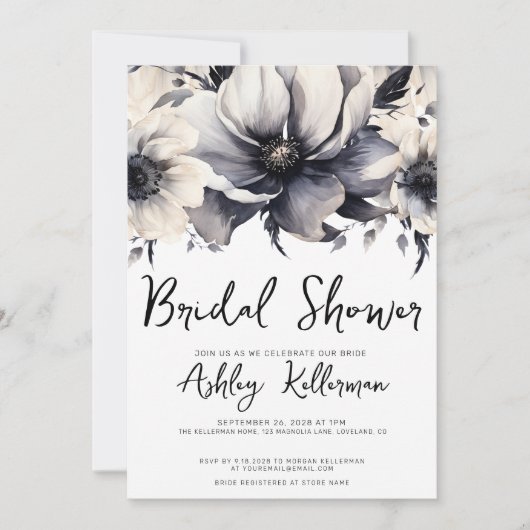 Invitation Boho Simple Moderne Fête des mariées Florale (Devant)