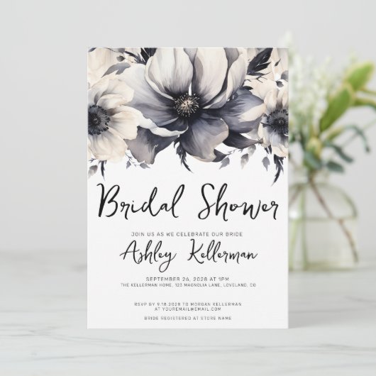 Invitation Boho Simple Moderne Fête des mariées Florale (Debout devant)