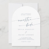 Invitation Boho Slate Blue Photo Arch Mariage espagnol (Devant)