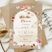 Invitation Boho Snail and Musroom fleur sauvage fête d'annive