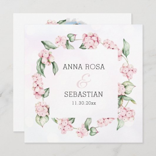 Invitation *~* Boho Snow Berry AR12 QR RSVP Mariage (Devant / Derrière)