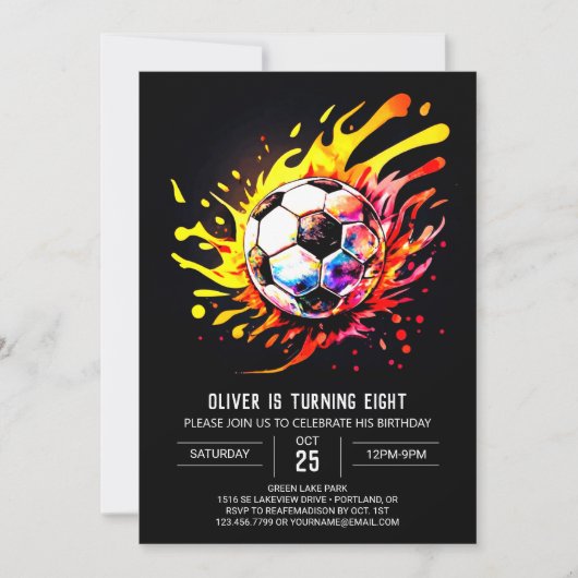 Invitation Boho Soccer Enfants's Printable Birthday (Devant)