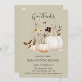 Invitation Boho Soft Color Citrouille Donner Merci (Devant / Derrière)