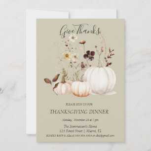 Invitation Boho Soft Color Citrouille Donner Merci