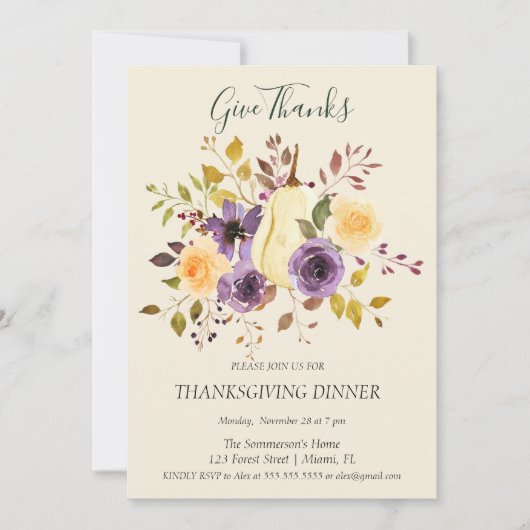 Invitation Boho Soft Color Citrouille Donner Merci (Devant)