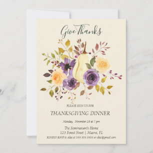 Invitation Boho Soft Color Citrouille Donner Merci