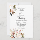 Invitation Boho Soft Coloured Roses & White Flowers Mariage (Devant)
