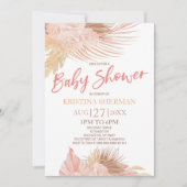 Invitation Boho Soft Rose Floral Baby shower (Devant)