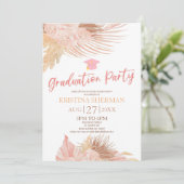 Invitation Boho Soft Rose Floral Flower Party (Debout devant)