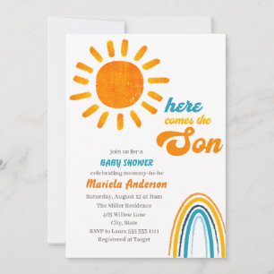 Invitation Boho soleil aquarelle vient ici le fils Baby S