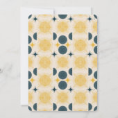 Invitation Boho Soleil Lune Étoiles Bleu Jaune (Dos)