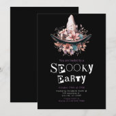 Invitation Boho sorcières Casquette Floral Halloween Party (Devant / Derrière)