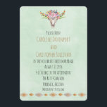 Invitation Boho Southwestern Cow Skull Wedding<br><div class="desc">Un faire-part de mariage à thème du sud-ouest. Placez-vous sur un arrière - plan d'aquarelle vert pâle. Un design mignon avec un crâne chic de vache boho et des fleurs d'aquarelle branchées sur sa tête. Les fleurs sont douces et délicates dans une variété de couleurs, dont le rose orange et...</div>