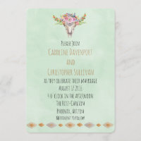 Invitation Boho Southwestern Cow Skull Wedding