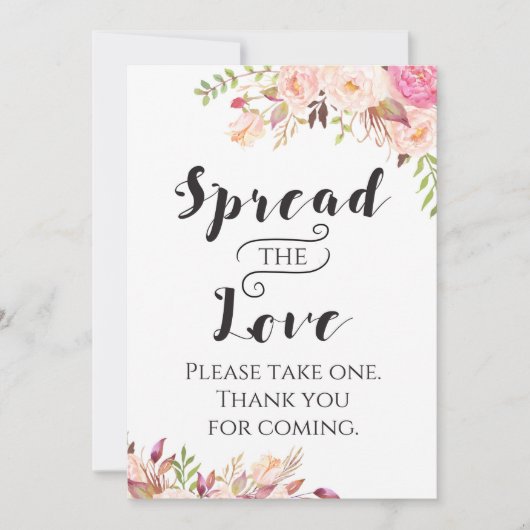 Invitation Boho Spread the Love Sign 5x7" Size (Devant)