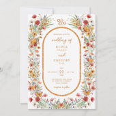 Invitation Boho Spring Aquarelle Fleur sauvage Mariage or (Devant)