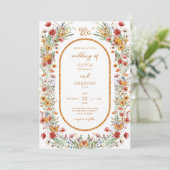 Invitation Boho Spring Aquarelle Fleur sauvage Mariage or (Debout devant)