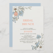 Invitation Boho Spring Blue Floral Bridal Brunwer Invit (Devant / Derrière)