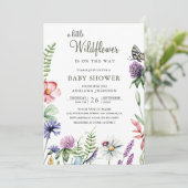 Invitation Boho Spring Floral Un Petit Baby shower Fleur sauv (Debout devant)