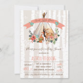 Invitation Boho Spring Little Deer Woodland Baby shower (Devant)