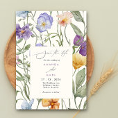 Invitation Boho Spring Purple Fleurs sauvages florom Enregist