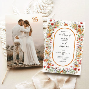 Invitation Boho Spring Watercolor Fleurs sauvages Mariage pho