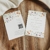 Invitation Boho Spring Wildflower QR Code Wedding