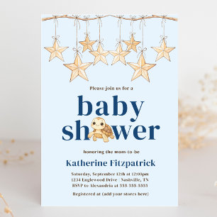Invitation Boho Stars Baby Sea Turtle Baby shower nautique