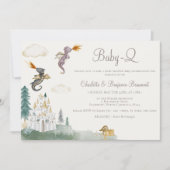 Invitation Boho Storybook Dragon Baby-Q Baby shower barbecue (Devant)