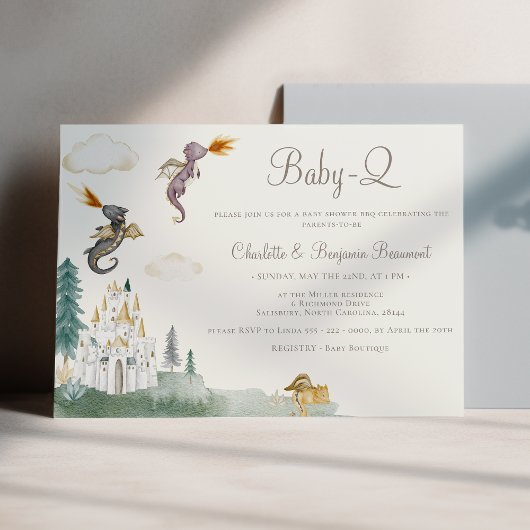 Invitation Boho Storybook Dragon Baby-Q Baby shower barbecue